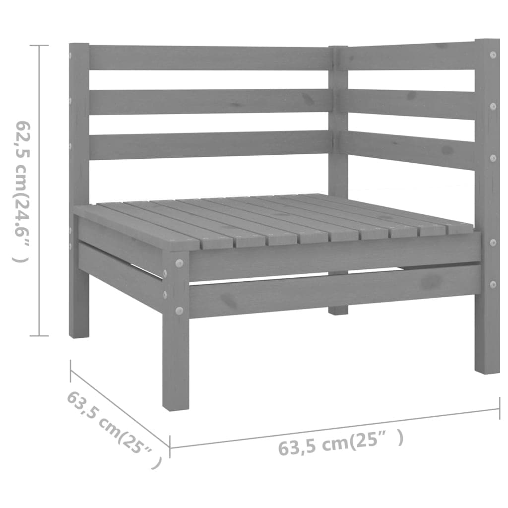 8 Piece Patio Lounge Set Solid Pinewood Gray