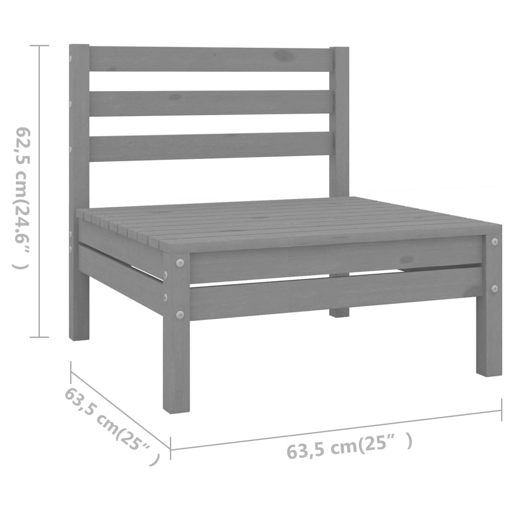 8 Piece Patio Lounge Set Solid Pinewood Gray
