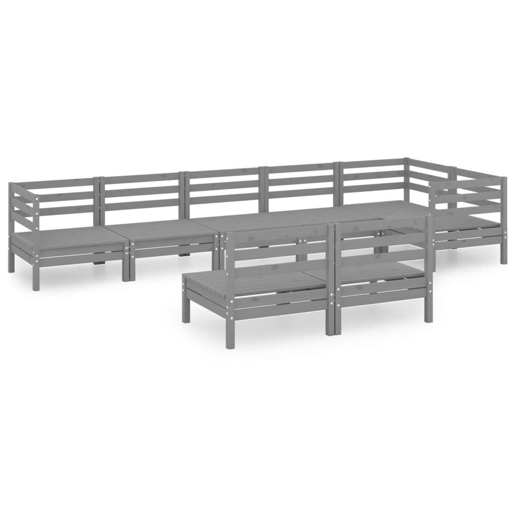 8 Piece Patio Lounge Set Solid Pinewood Gray