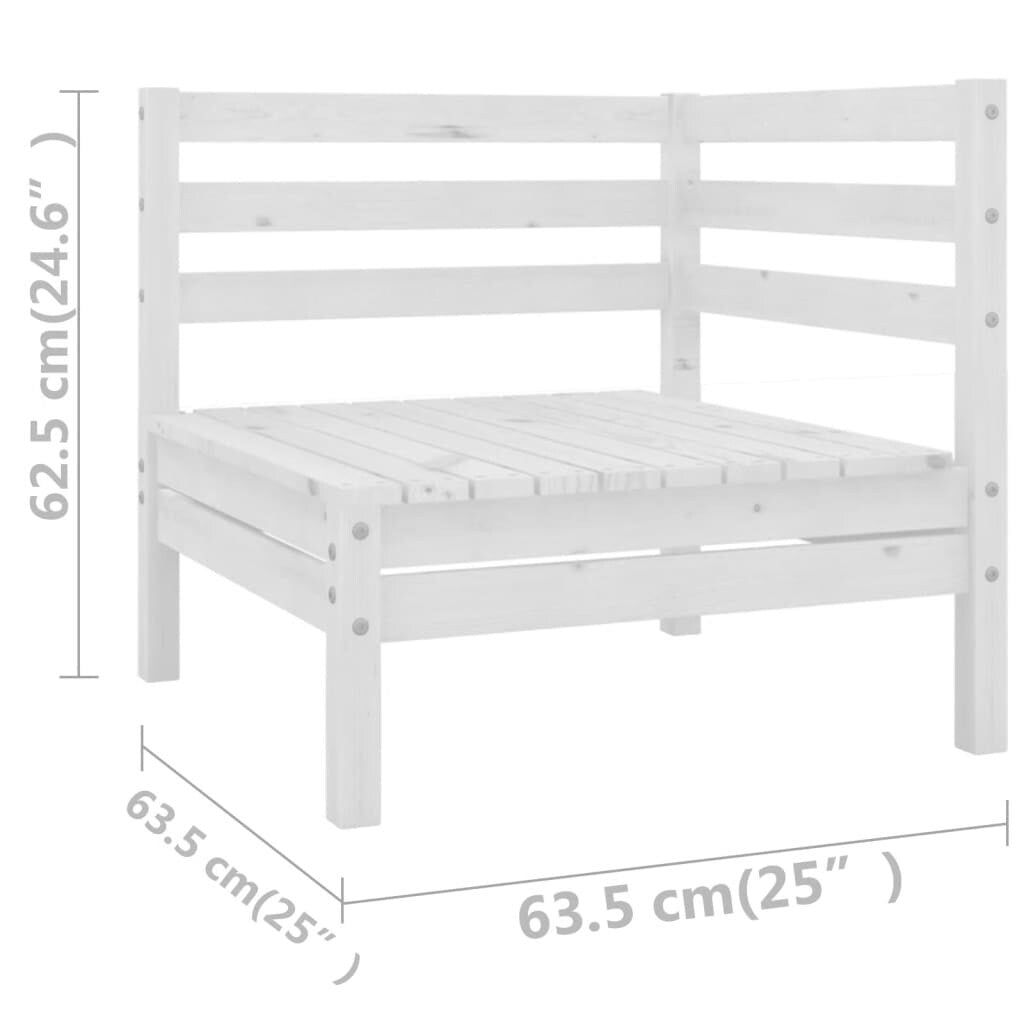 8 Piece Patio Lounge Set Solid Pinewood White