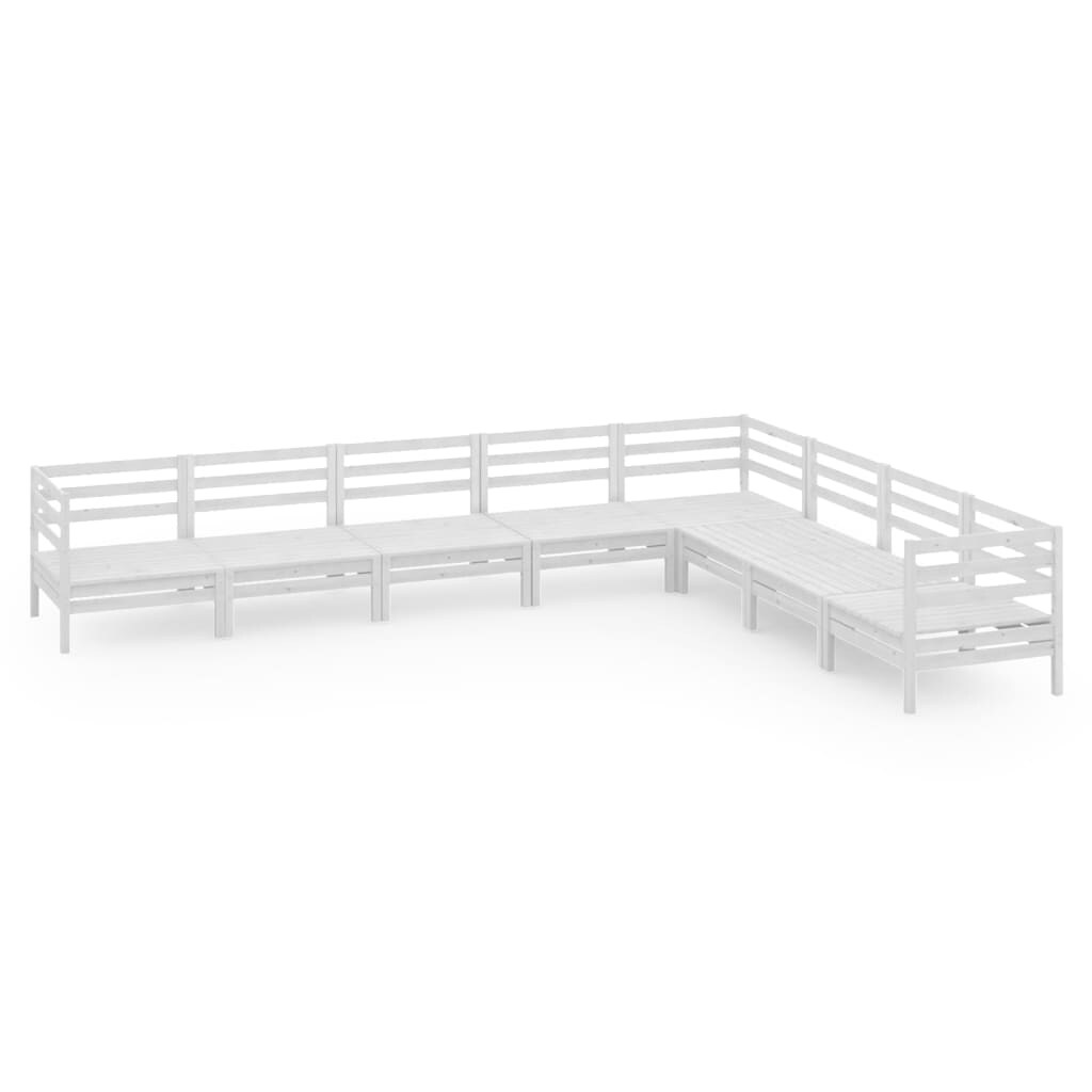 8 Piece Patio Lounge Set Solid Pinewood White