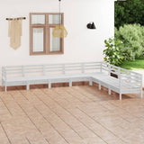 8 Piece Patio Lounge Set Solid Pinewood White