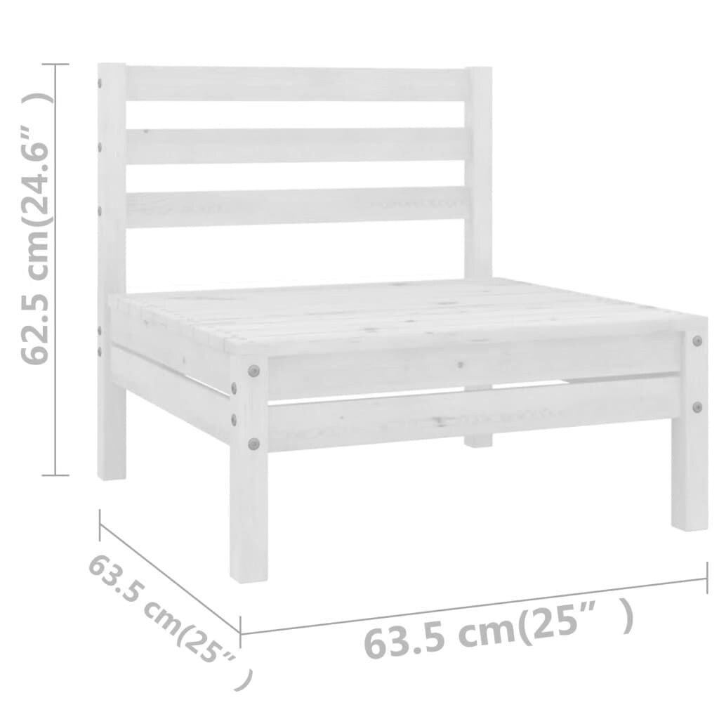 8 Piece Patio Lounge Set Solid Pinewood White
