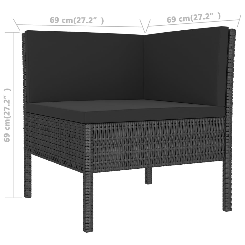 8 Piece Patio Lounge Set with Cushions Poly Rattan Black