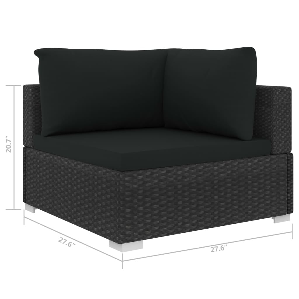 8 Piece Patio Lounge Set with Cushions Poly Rattan Black