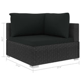 8 Piece Patio Lounge Set with Cushions Poly Rattan Black