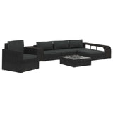 8 Piece Patio Lounge Set with Cushions Poly Rattan Black