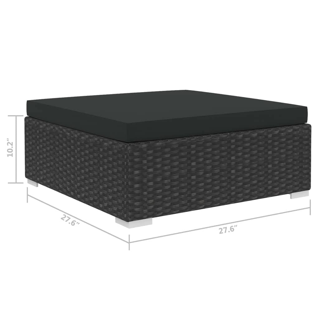 8 Piece Patio Lounge Set with Cushions Poly Rattan Black
