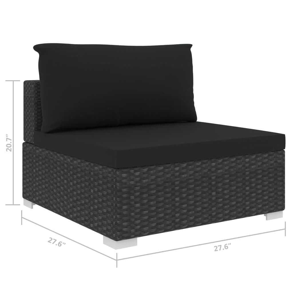 8 Piece Patio Lounge Set with Cushions Poly Rattan Black