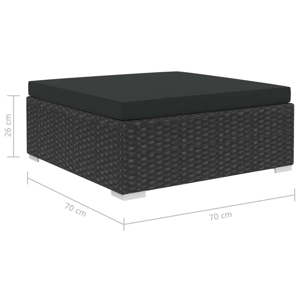 8 Piece Patio Lounge Set with Cushions Poly Rattan Black