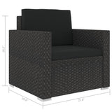 8 Piece Patio Lounge Set with Cushions Poly Rattan Black