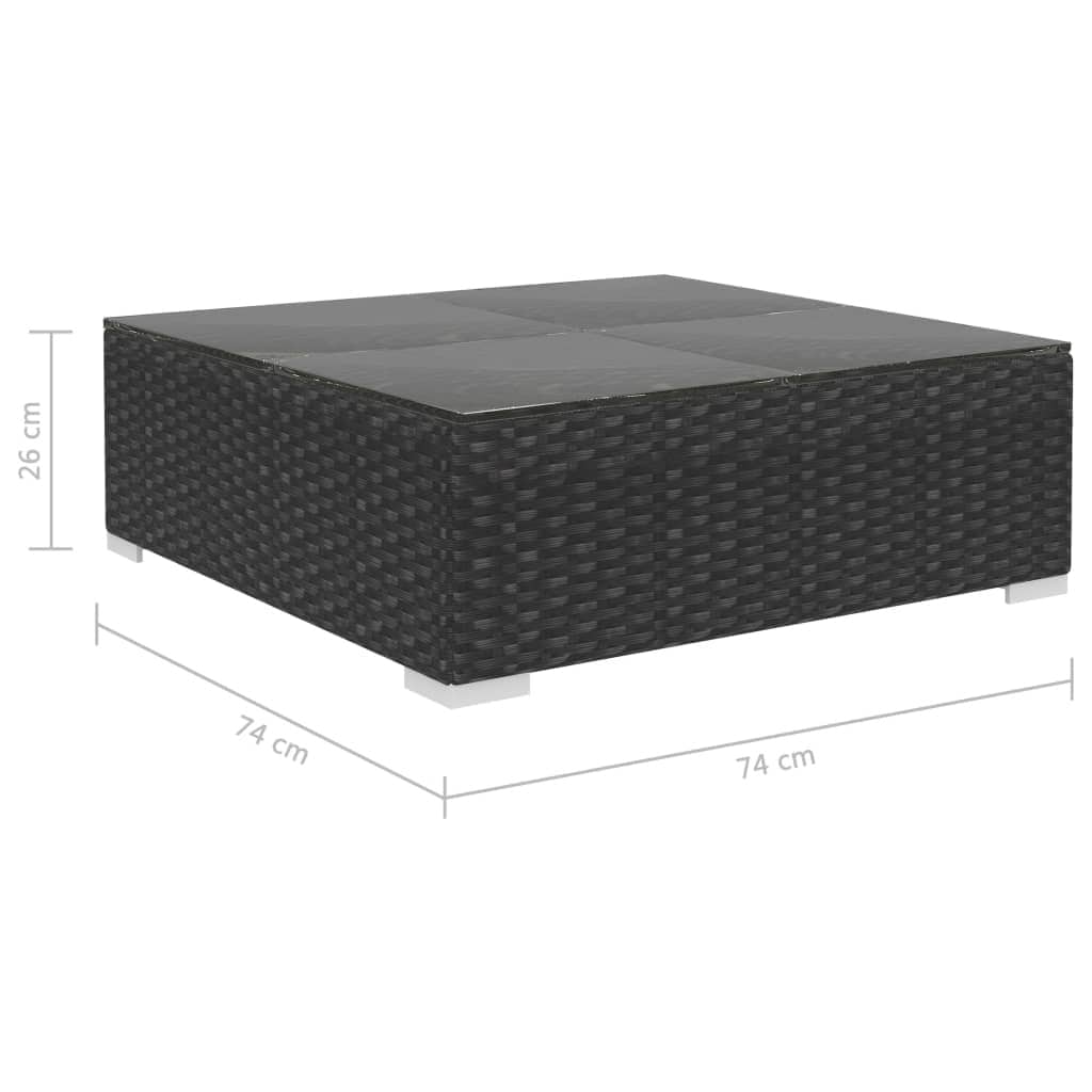 8 Piece Patio Lounge Set with Cushions Poly Rattan Black