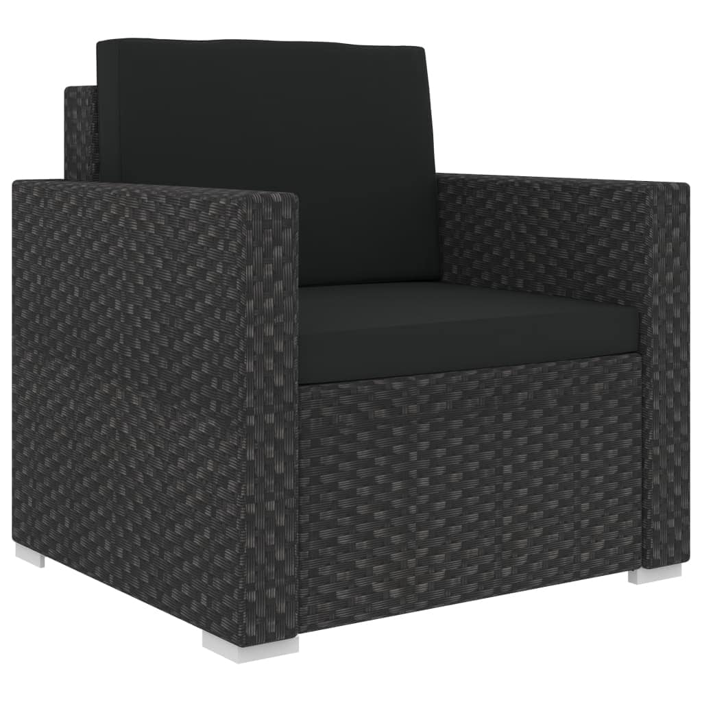 8 Piece Patio Lounge Set with Cushions Poly Rattan Black