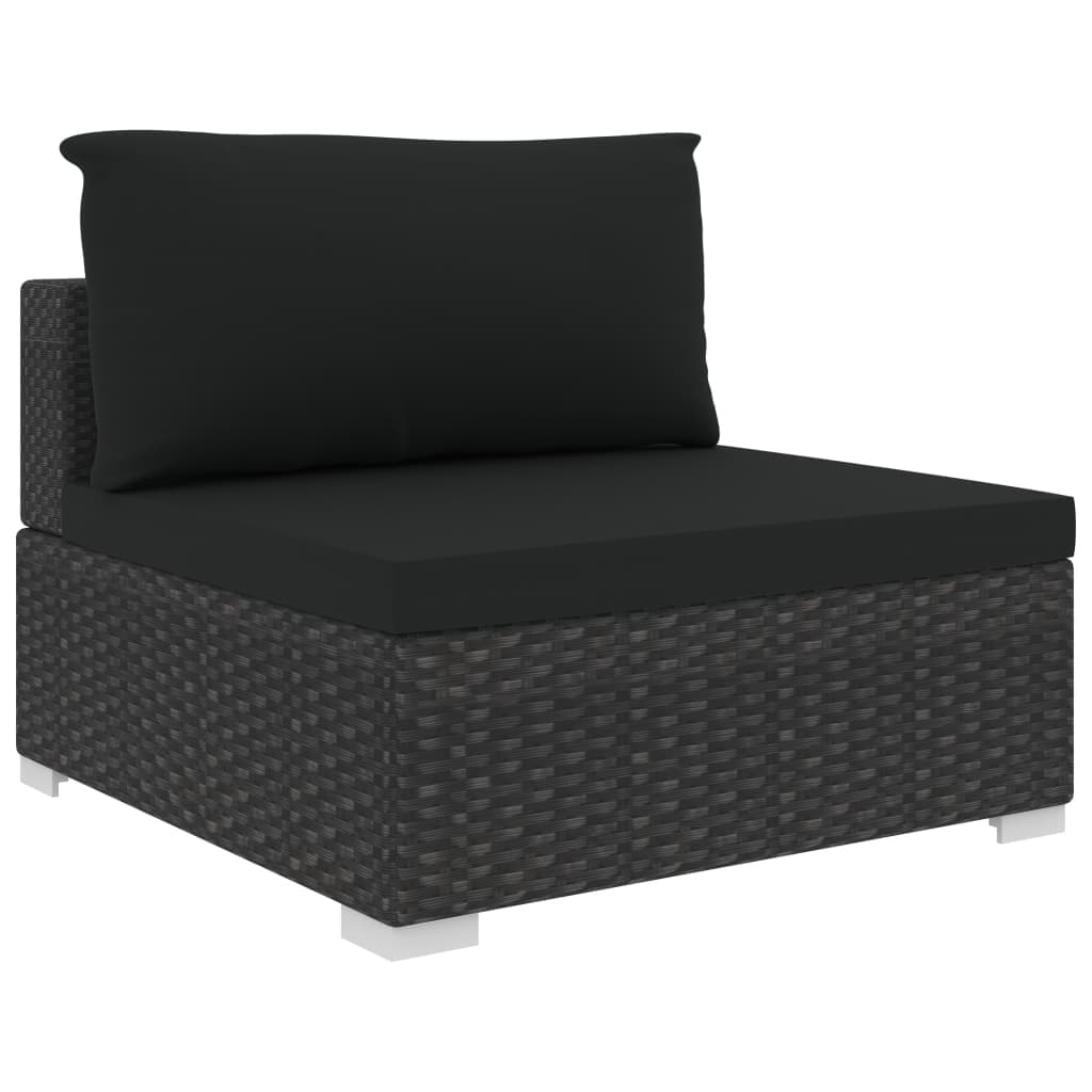 8 Piece Patio Lounge Set with Cushions Poly Rattan Black