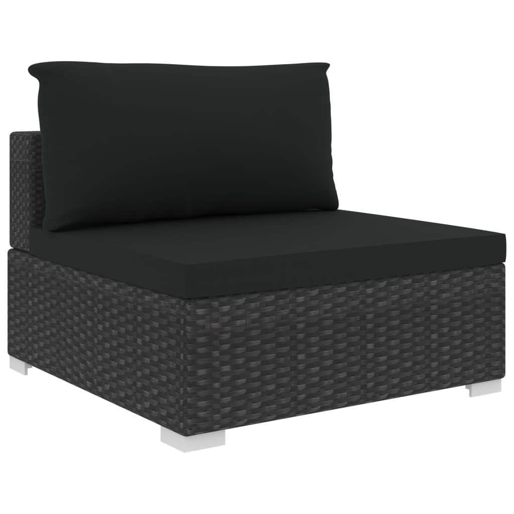 8 Piece Patio Lounge Set with Cushions Poly Rattan Black