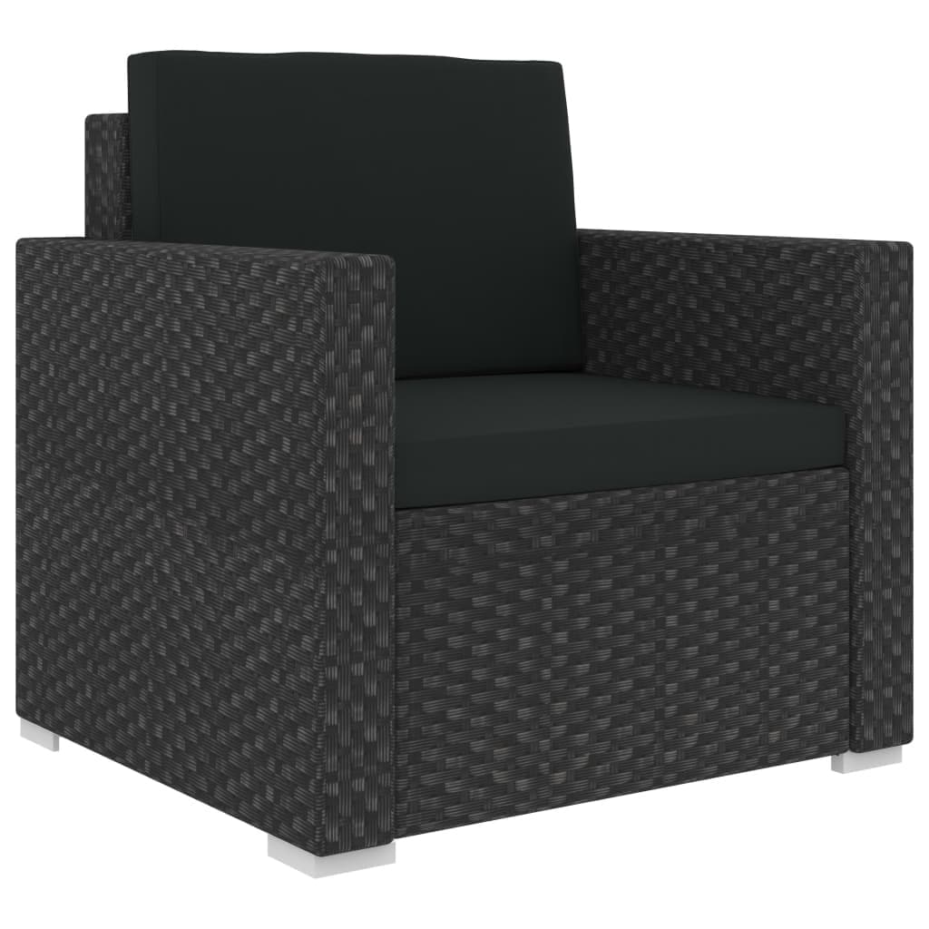 8 Piece Patio Lounge Set with Cushions Poly Rattan Black