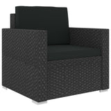 8 Piece Patio Lounge Set with Cushions Poly Rattan Black