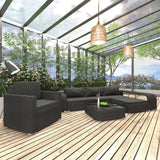 8 Piece Patio Lounge Set with Cushions Poly Rattan Black