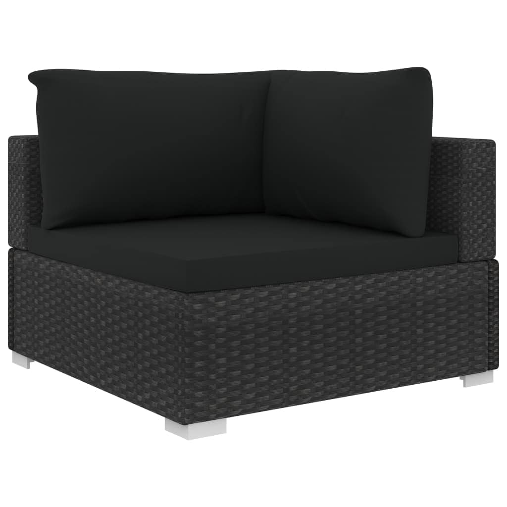 8 Piece Patio Lounge Set with Cushions Poly Rattan Black