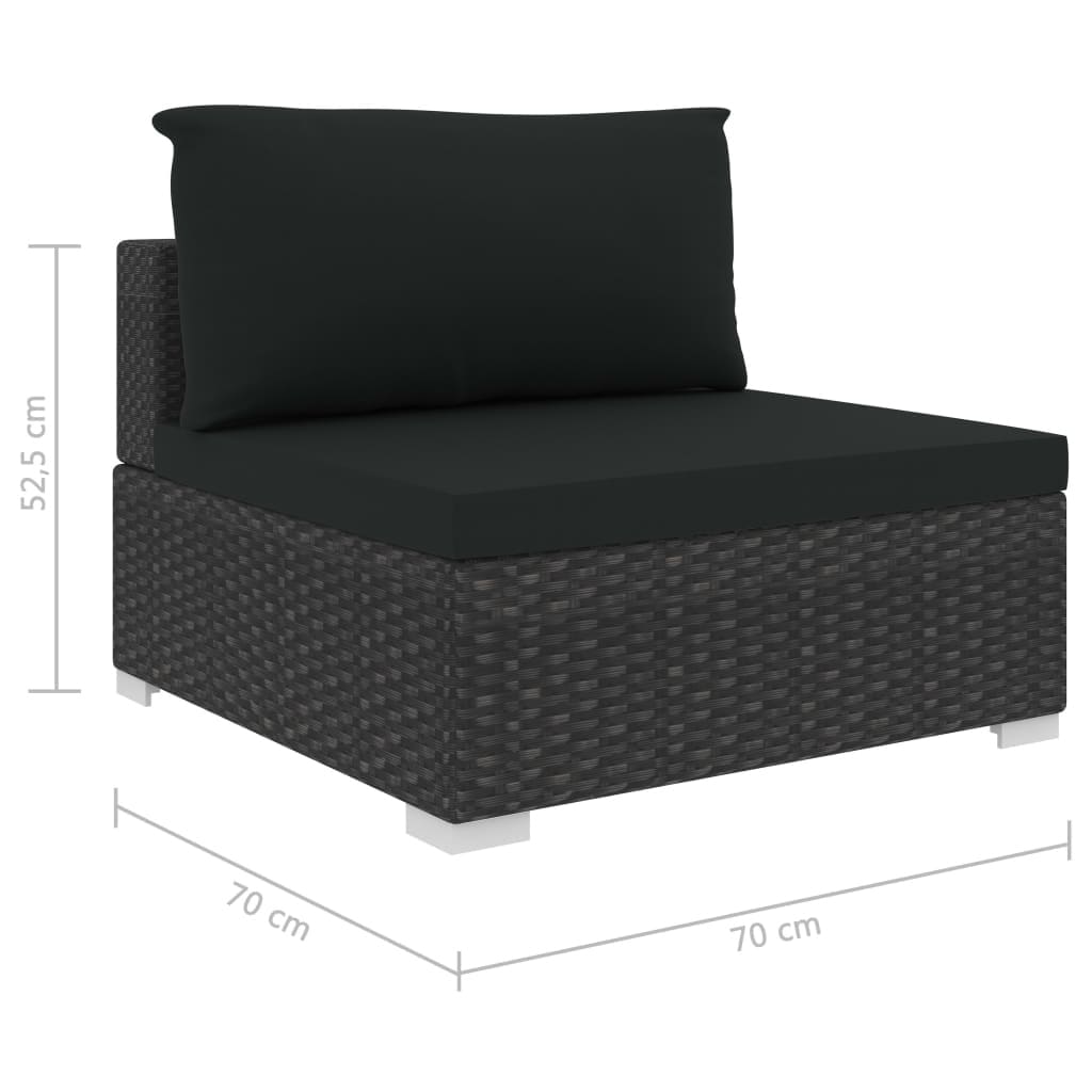 8 Piece Patio Lounge Set with Cushions Poly Rattan Black