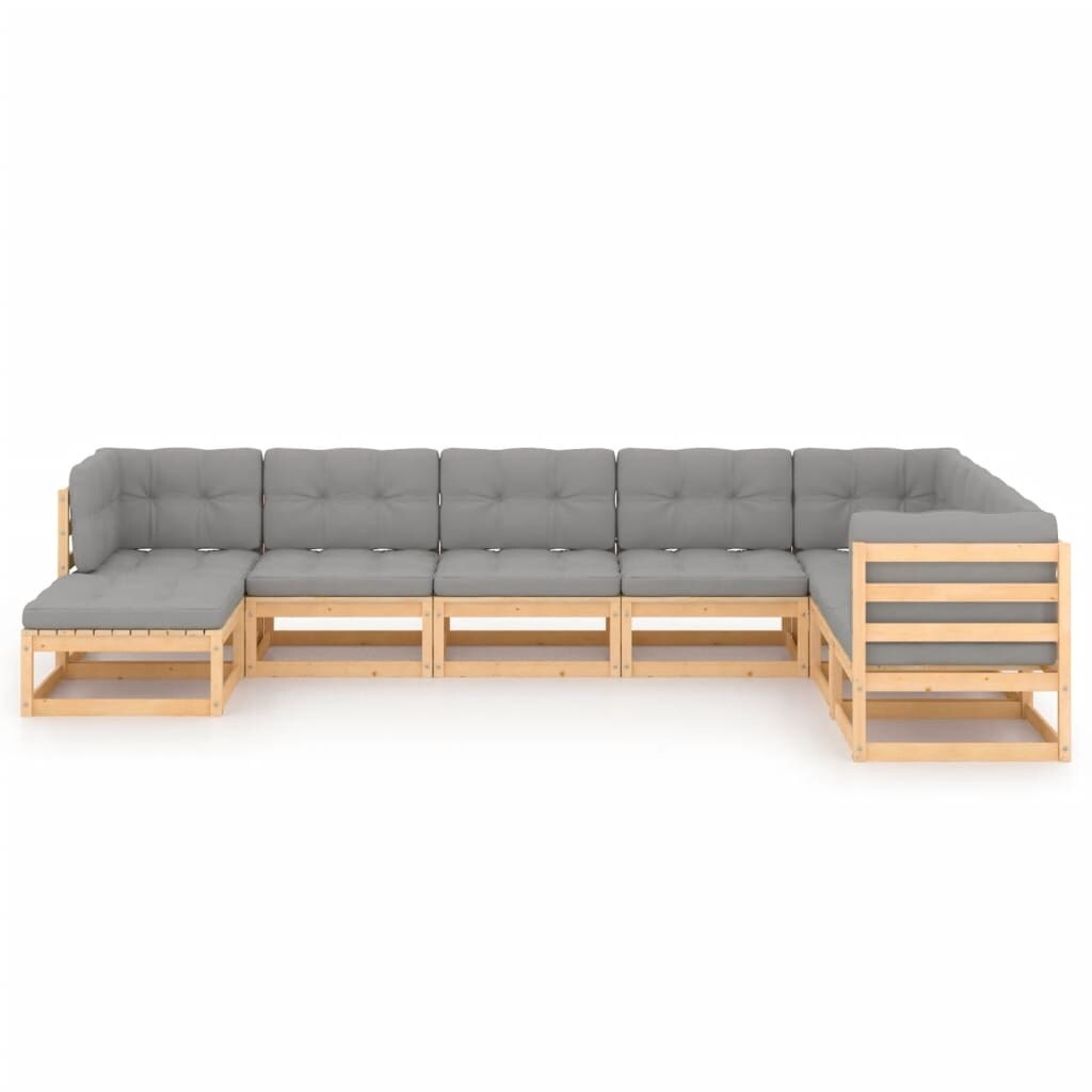 8 Piece Patio Lounge Set with Cushions Solid Pinewood
