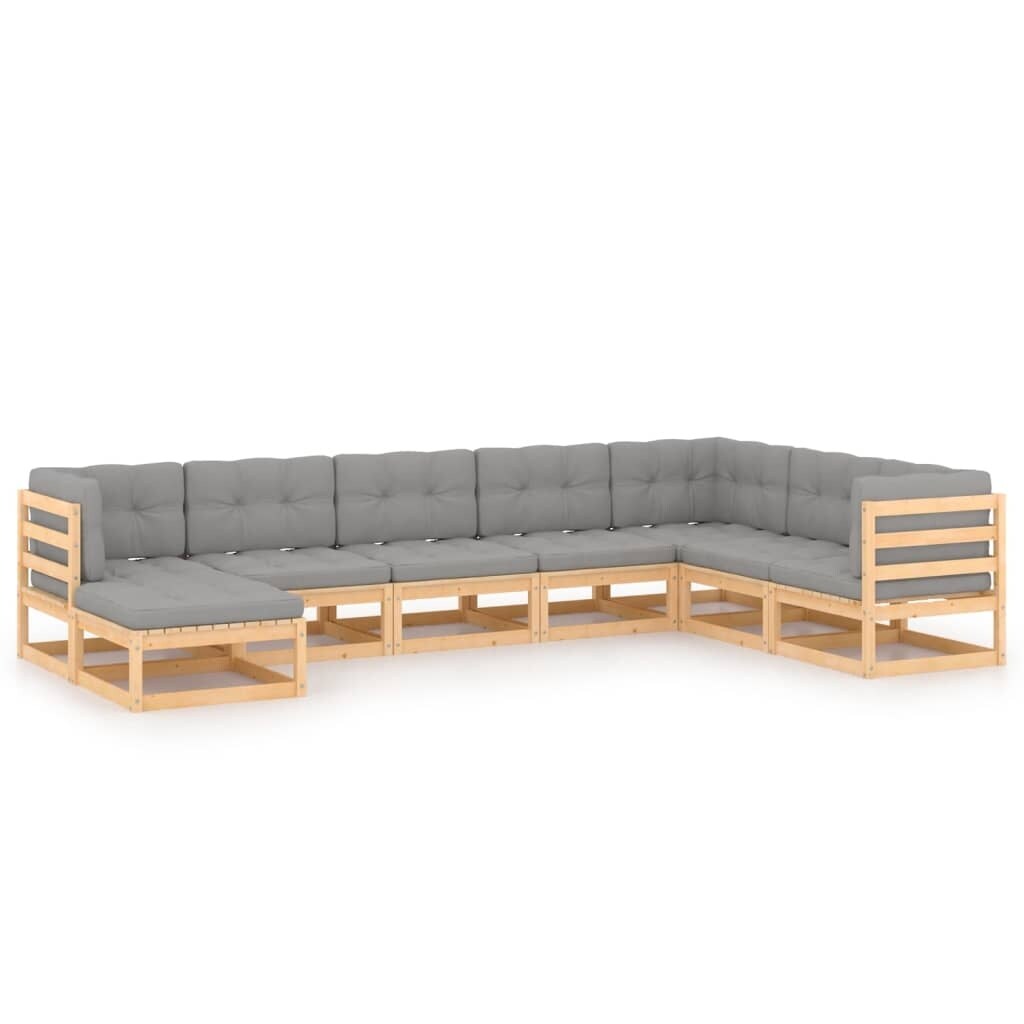 8 Piece Patio Lounge Set with Cushions Solid Pinewood