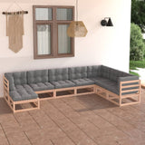 8 Piece Patio Lounge Set with Cushions Solid Pinewood