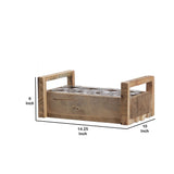 8 Pieces Round Glass Jar with Rectangular Wooden Tray, Brown and Clear