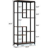 Industrial 8-Shelf Tall Bookshelf Bookcase
