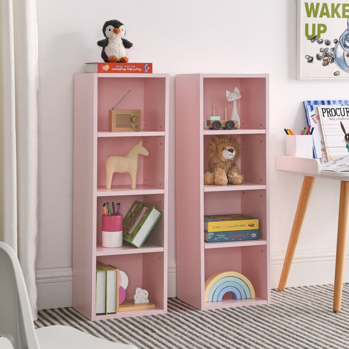 8-Tier Media Tower Rack,CD DVD Slim Storage Cabinet with Adjustable Shelves,Tall Narrow Display Bookshelf,double decker bookcase