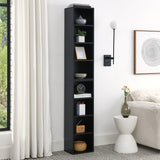 8-Tier Media Tower Rack,CD DVD Slim Storage Cabinet with Adjustable Shelves,Tall Narrow Display Bookshelf,double decker bookcase
