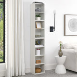 8-Tier Media Tower Rack,CD DVD Slim Storage Cabinet with Adjustable Shelves,Tall Narrow Display Bookshelf,double decker bookcase