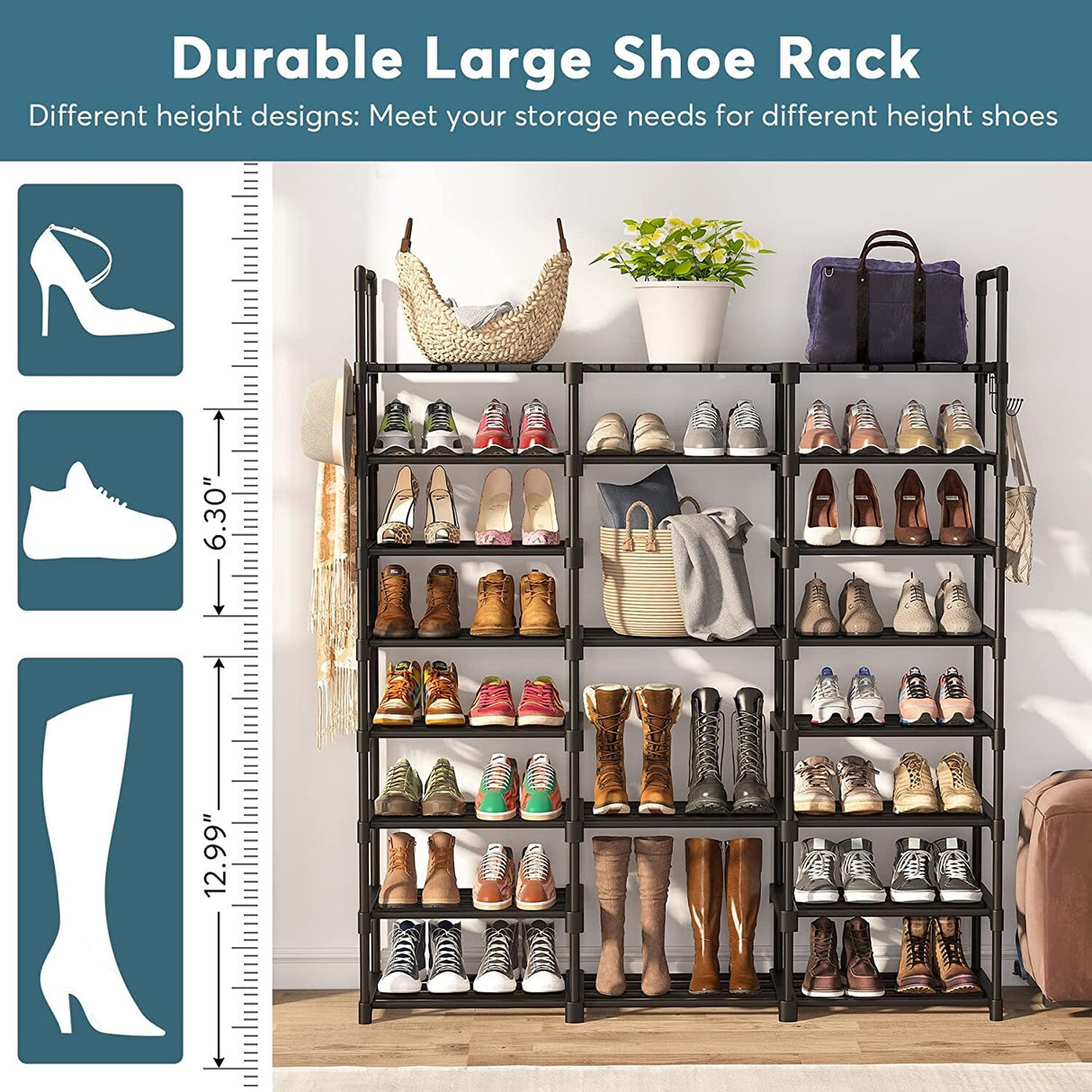 8 Tiers Large Shoe Rack 50 Pairs Shoe Shelf for Closets