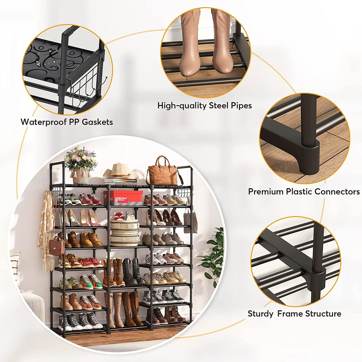 8 Tiers Large Shoe Rack 50 Pairs Shoe Shelf for Closets