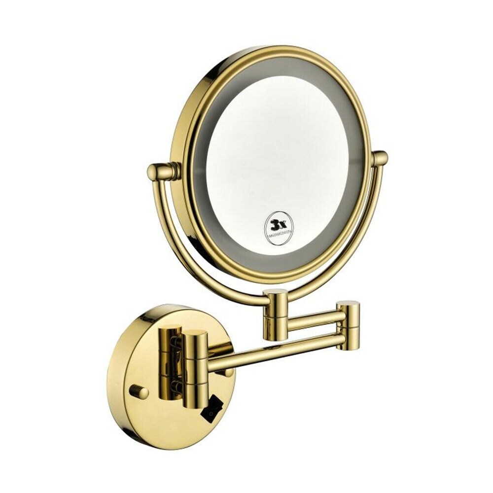 8 in. Round Framed Swing Arm Wall Mounted LED Bathroom Makeup Mirror