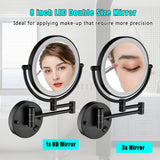 8 in. Round Framed Swing Arm Wall Mounted LED Bathroom Makeup Mirror