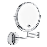 8 in. Round Framed Swing Arm Wall Mounted LED Bathroom Makeup Mirror