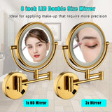 8 in. Round Framed Swing Arm Wall Mounted LED Bathroom Makeup Mirror
