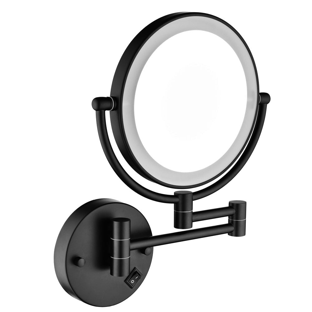 8 in. Round Framed Swing Arm Wall Mounted LED Bathroom Makeup Mirror