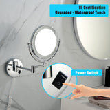 8 in. Round Framed Swing Arm Wall Mounted LED Bathroom Makeup Mirror