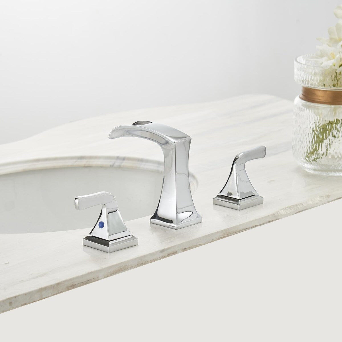 8 in. Widespread 2-Handle Waterfall Bathroom Sink Faucet