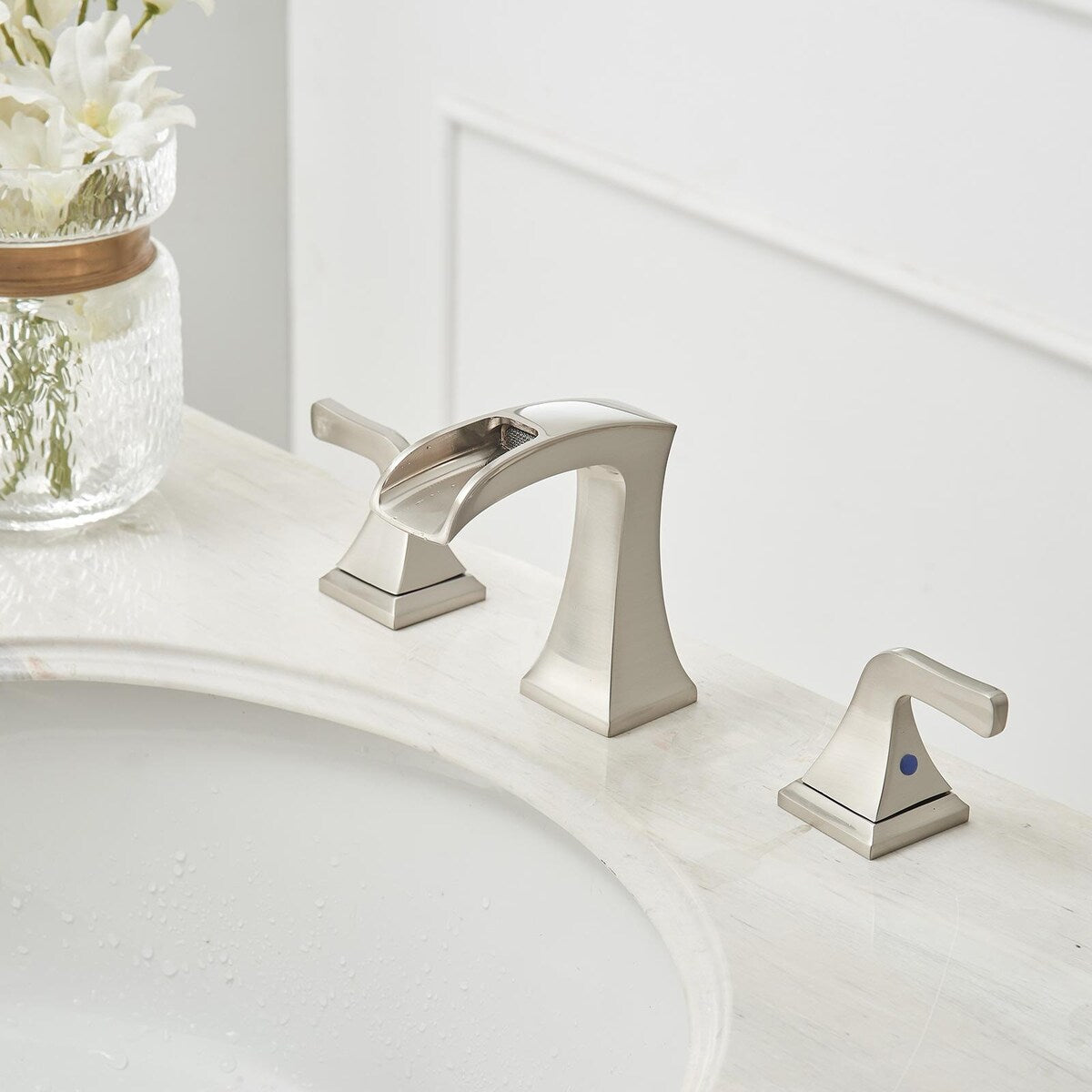 8 in. Widespread 2-Handle Waterfall Bathroom Sink Faucet