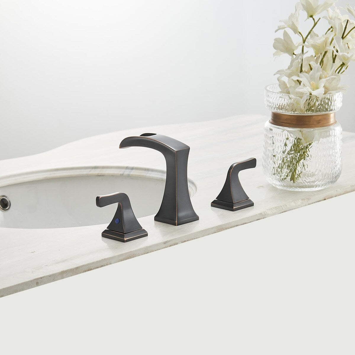 8 in. Widespread 2-Handle Waterfall Bathroom Sink Faucet