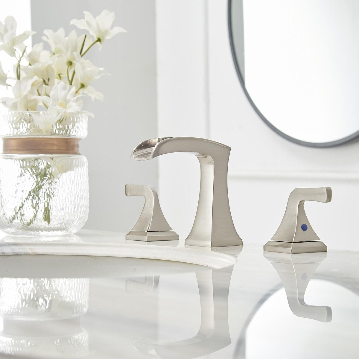 8 in. Widespread 2-Handle Waterfall Bathroom Sink Faucet
