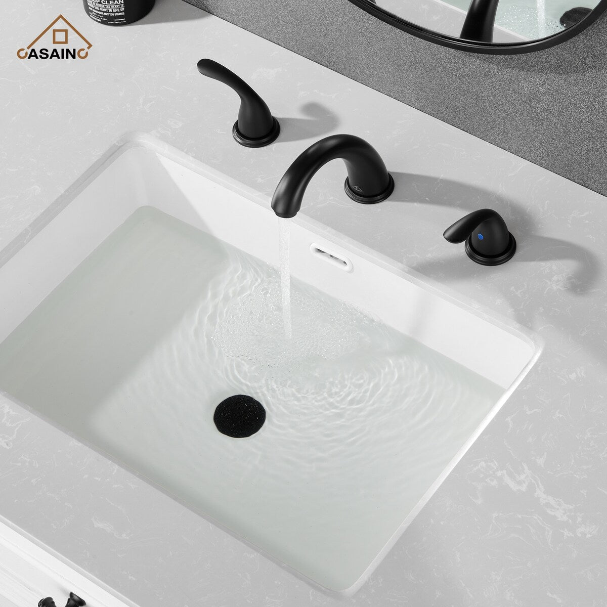 8 in. Widespread Double Handle Bathroom Faucet with Drain Kit Included