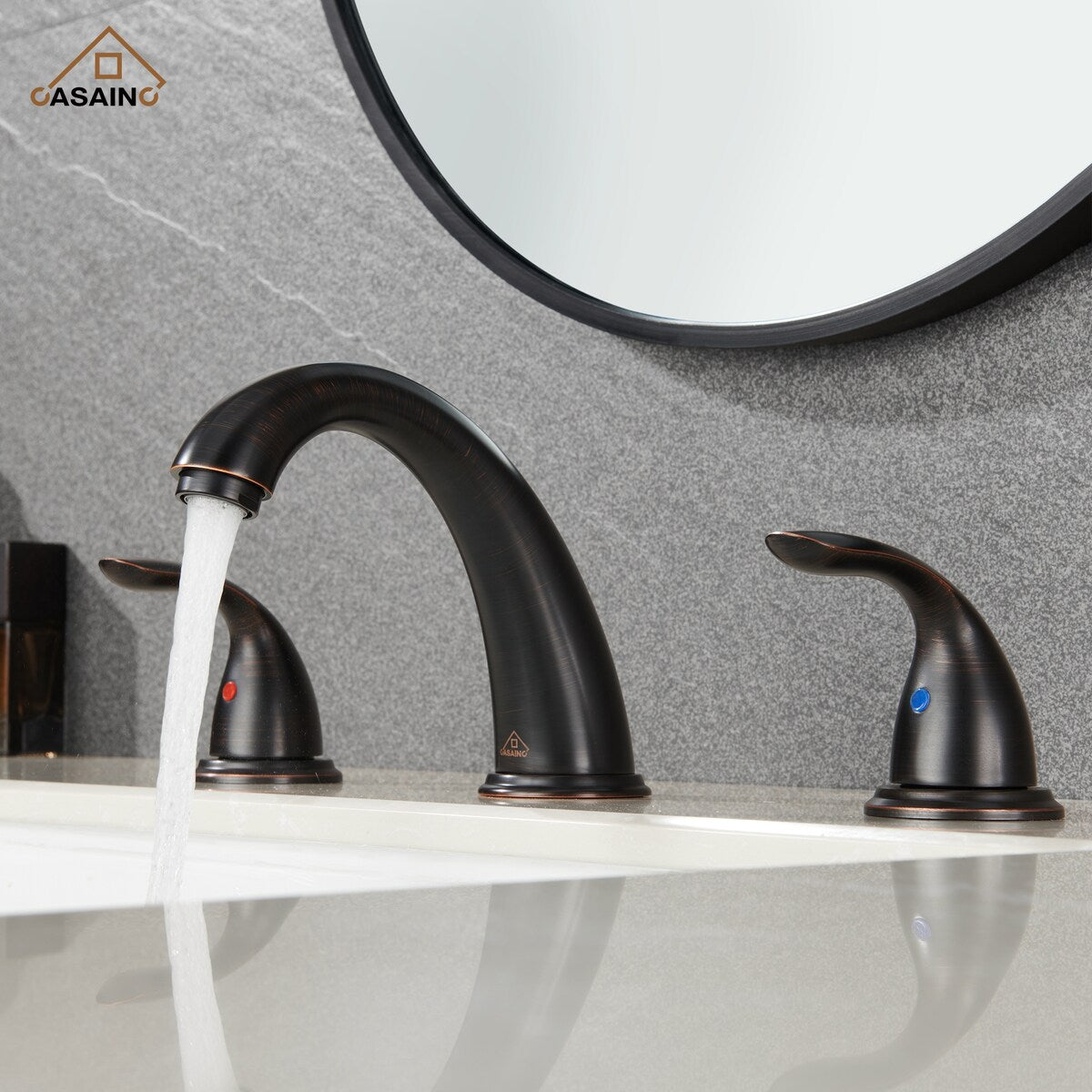 8 in. Widespread Double Handle Bathroom Faucet with Drain Kit Included