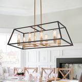 8-light Mid Century Modern Rectangle Chandelier - Black