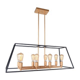 8-light Mid Century Modern Rectangle Chandelier - Black