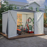 8 x 6 ft Outdoor Storage Shed, All Weather Metal Sheds with Metal Foundation