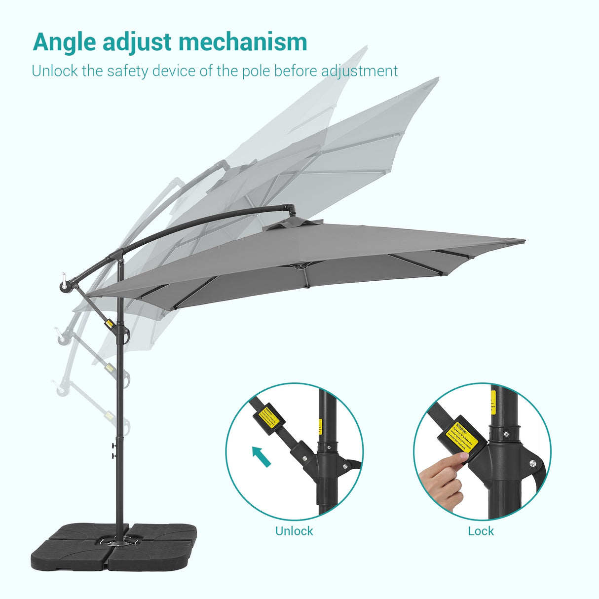 8.2 x 8.2 Ft Patio Offset Umbrella w/Steel Frame and Angle Adjustment